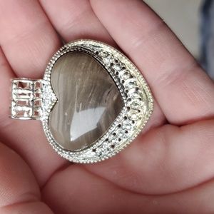 New Heart Shaped Picasso Jasper 925 Silver Wrapped Pendant.